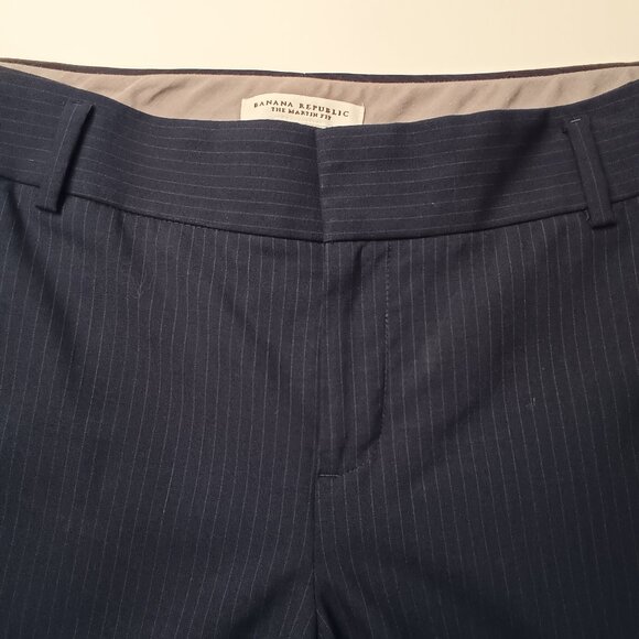 Banana Republic The Martin Fit Pants Stretch Wool Blend Mid Rise Flare Leg Navy - Picture 4 of 9